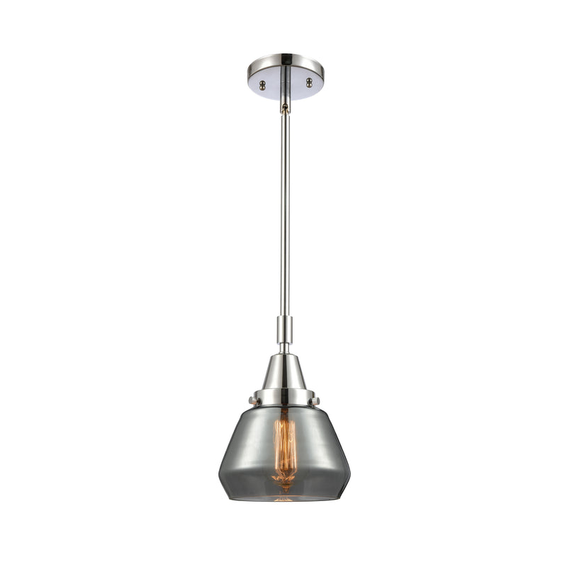 Fulton Mini Pendant shown in the Polished Chrome finish with a Plated Smoke shade