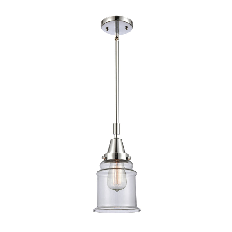 Canton Mini Pendant shown in the Polished Chrome finish with a Clear shade