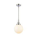 Beacon Mini Pendant shown in the Polished Chrome finish with a Matte White shade