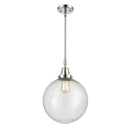 Beacon Mini Pendant shown in the Polished Chrome finish with a Seedy shade