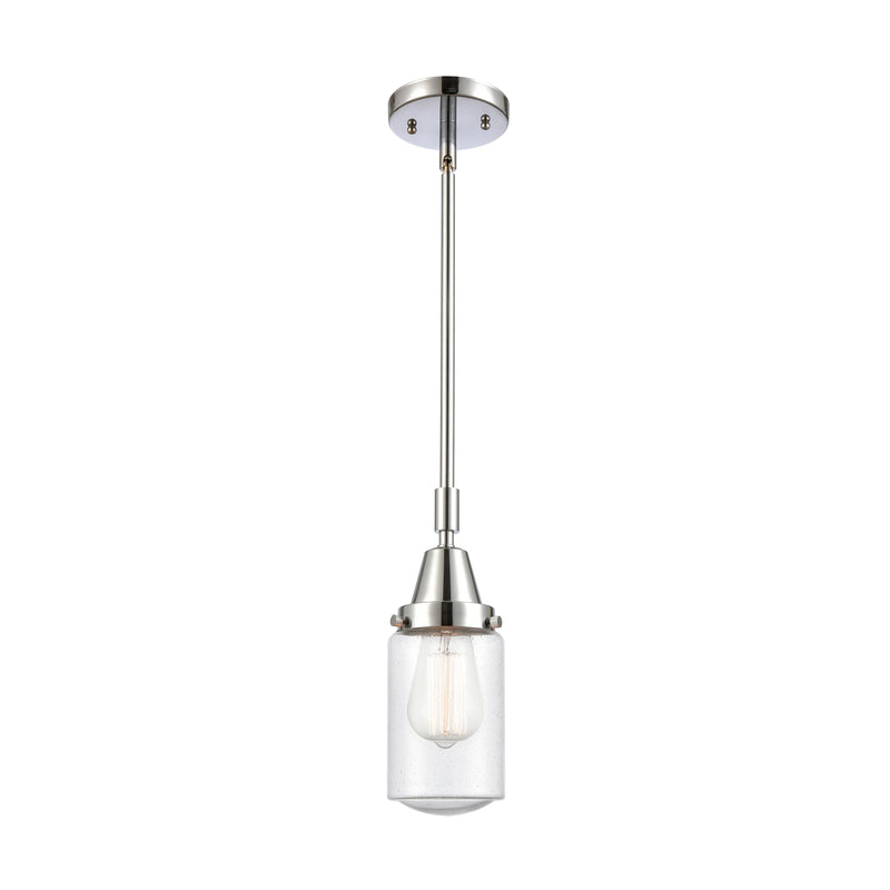 Dover Mini Pendant shown in the Polished Chrome finish with a Seedy shade