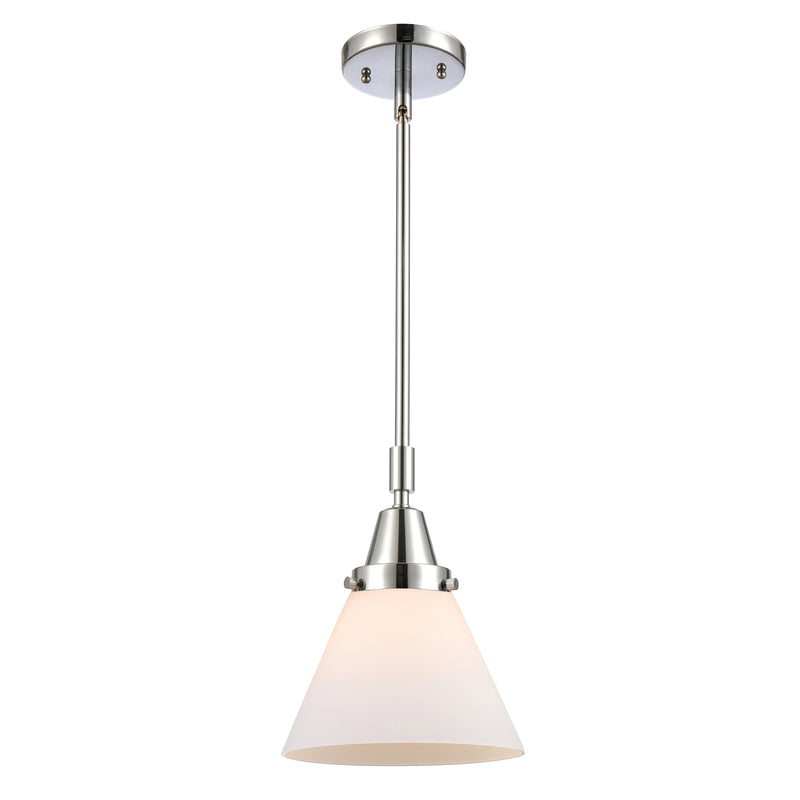 Cone Mini Pendant shown in the Polished Chrome finish with a Matte White shade