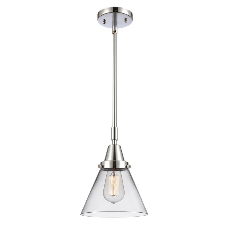 Cone Mini Pendant shown in the Polished Chrome finish with a Clear shade