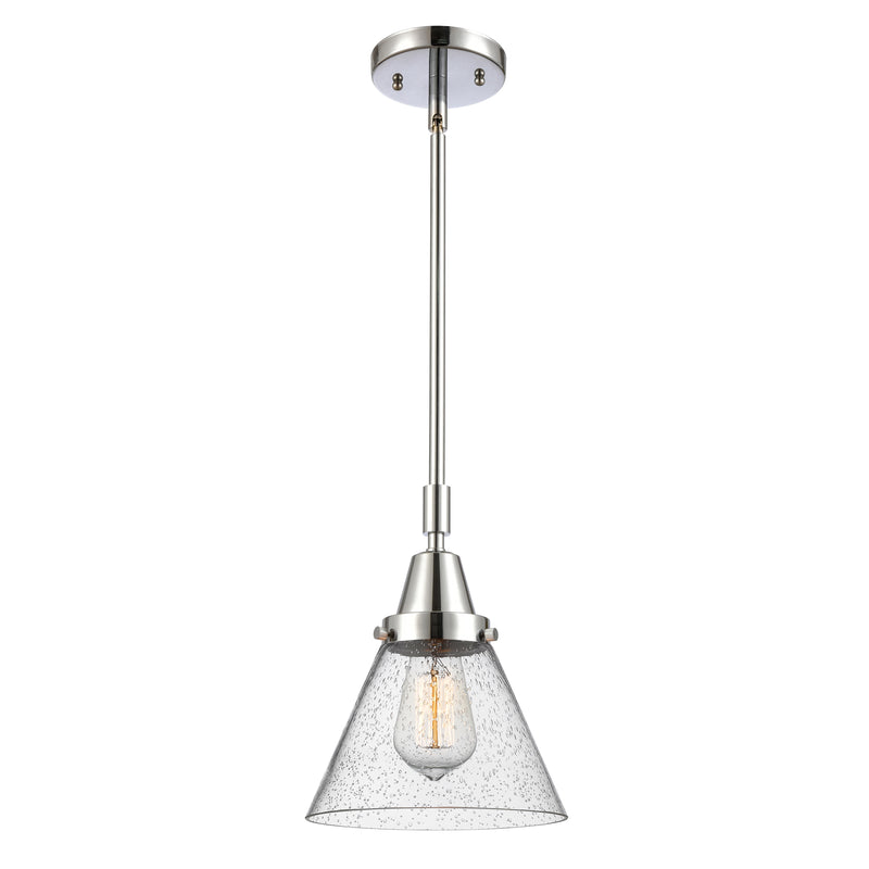 Cone Mini Pendant shown in the Polished Chrome finish with a Seedy shade