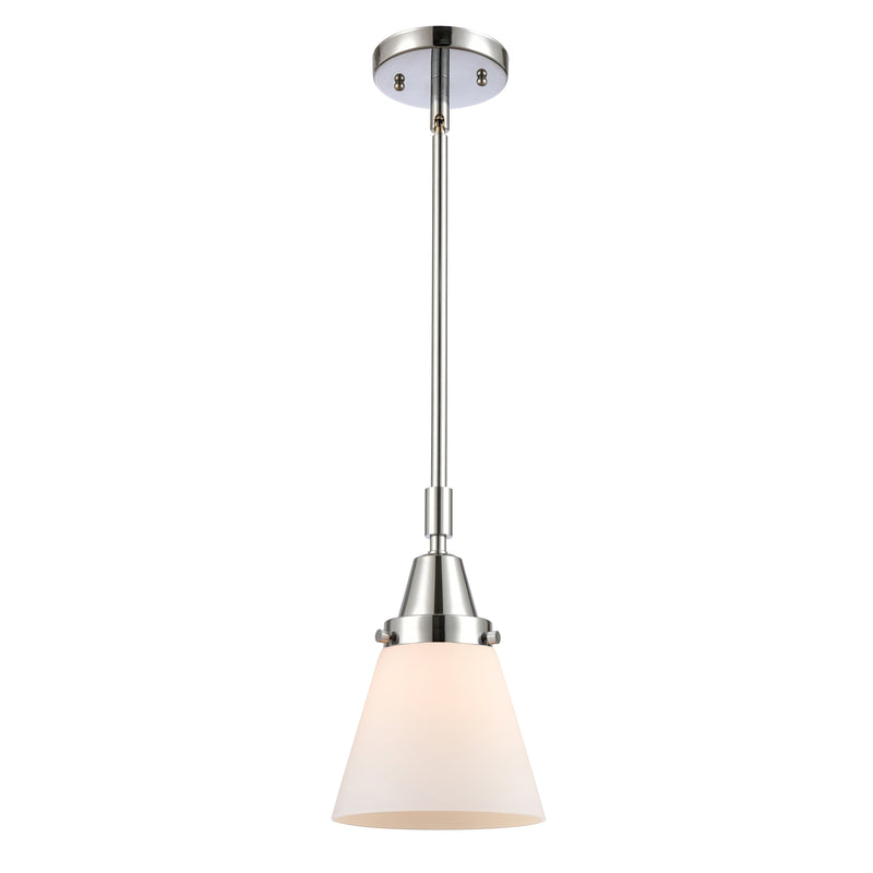 Cone Mini Pendant shown in the Polished Chrome finish with a Matte White shade