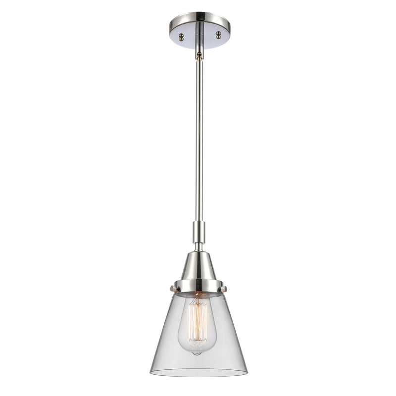 Cone Mini Pendant shown in the Polished Chrome finish with a Clear shade