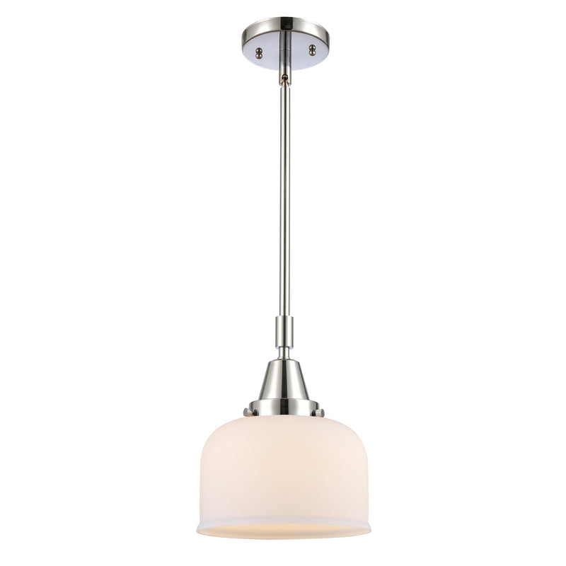 Bell Mini Pendant shown in the Polished Chrome finish with a Matte White shade