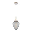 Geneseo Mini Pendant shown in the Polished Nickel finish with a Clear Crackled shade