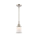 Canton Mini Pendant shown in the Polished Nickel finish with a Matte White shade