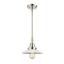 Halophane Mini Pendant shown in the Polished Nickel finish with a Matte White Halophane shade