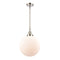 Beacon Mini Pendant shown in the Polished Nickel finish with a Matte White shade