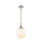 Beacon Mini Pendant shown in the Polished Nickel finish with a Matte White shade