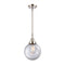 Beacon Mini Pendant shown in the Polished Nickel finish with a Clear shade