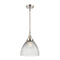 Seneca Falls Mini Pendant shown in the Polished Nickel finish with a Clear Halophane shade