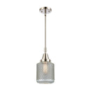 Stanton Mini Pendant shown in the Polished Nickel finish with a Clear Wire Mesh shade