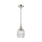 Colton Mini Pendant shown in the Polished Nickel finish with a Clear Halophane shade