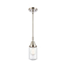 Dover Mini Pendant shown in the Polished Nickel finish with a Seedy shade