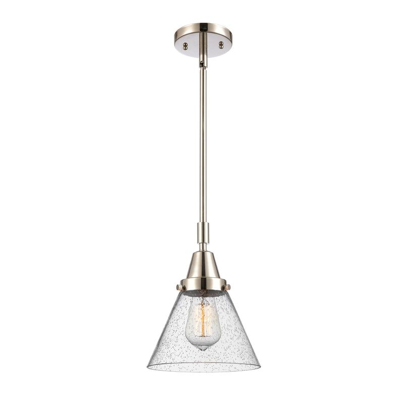 Cone Mini Pendant shown in the Polished Nickel finish with a Seedy shade