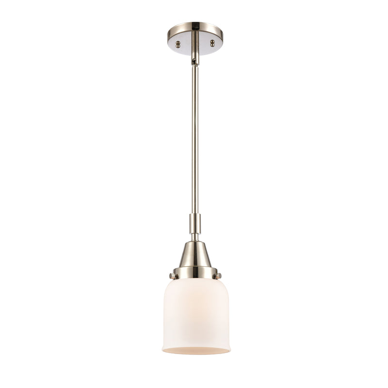 Bell Mini Pendant shown in the Polished Nickel finish with a Matte White shade