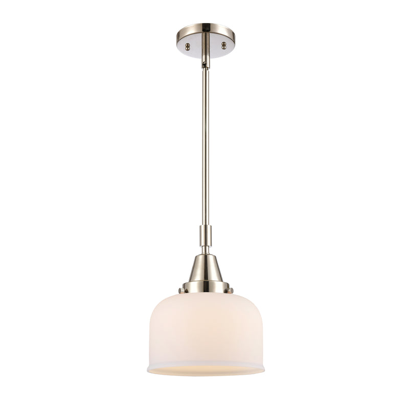 Bell Mini Pendant shown in the Polished Nickel finish with a Matte White shade