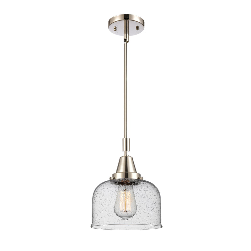 Bell Mini Pendant shown in the Polished Nickel finish with a Seedy shade