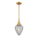 Geneseo Mini Pendant shown in the Satin Gold finish with a Clear Crackled shade