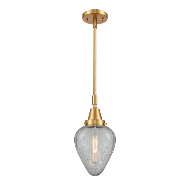 Geneseo Mini Pendant shown in the Satin Gold finish with a Clear Crackled shade