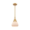 Fulton Mini Pendant shown in the Satin Gold finish with a Matte White shade