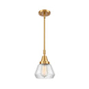 Fulton Mini Pendant shown in the Satin Gold finish with a Clear shade