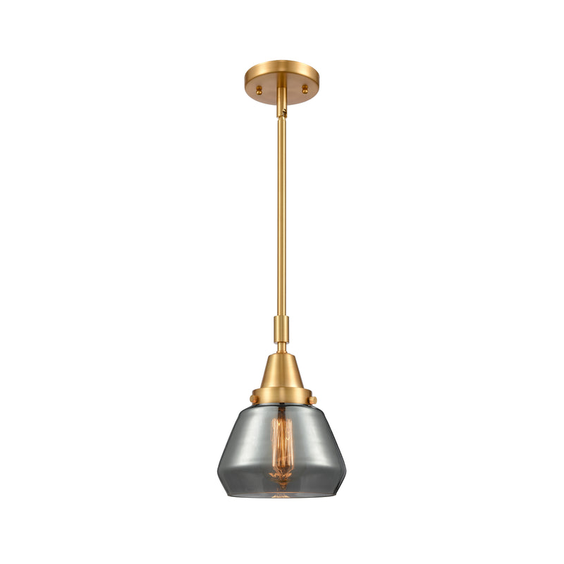 Fulton Mini Pendant shown in the Satin Gold finish with a Plated Smoke shade