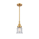 Canton Mini Pendant shown in the Satin Gold finish with a Seedy shade