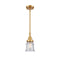 Canton Mini Pendant shown in the Satin Gold finish with a Seedy shade