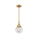 Beacon Mini Pendant shown in the Satin Gold finish with a Clear shade