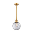 Beacon Mini Pendant shown in the Satin Gold finish with a Clear shade