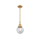 Beacon Mini Pendant shown in the Satin Gold finish with a Seedy shade