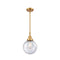 Beacon Mini Pendant shown in the Satin Gold finish with a Seedy shade