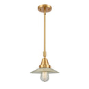 Halophane Mini Pendant shown in the Satin Gold finish with a Clear Halophane shade