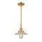 Halophane Mini Pendant shown in the Satin Gold finish with a Clear Halophane shade