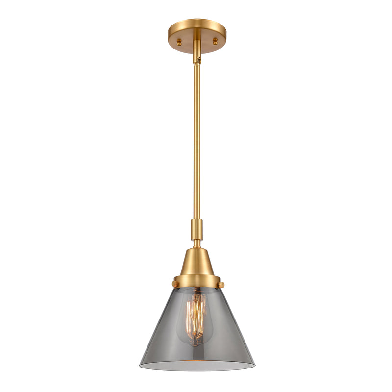 Cone Mini Pendant shown in the Satin Gold finish with a Plated Smoke shade