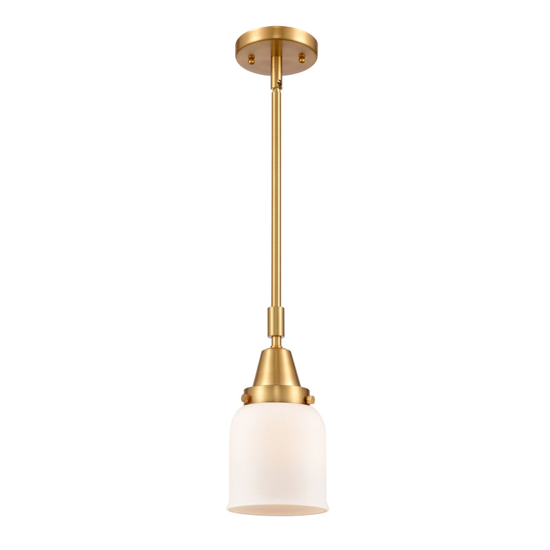 Bell Mini Pendant shown in the Satin Gold finish with a Matte White shade