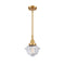 Oxford Mini Pendant shown in the Satin Gold finish with a Clear shade