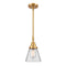 Cone Mini Pendant shown in the Satin Gold finish with a Clear shade