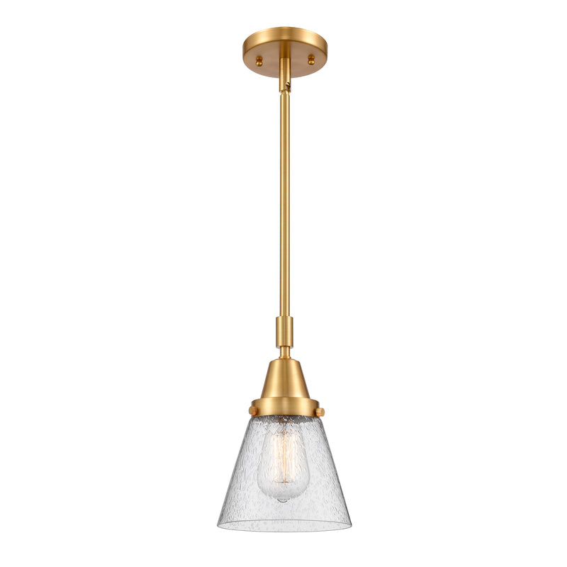 Cone Mini Pendant shown in the Satin Gold finish with a Seedy shade