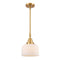 Bell Mini Pendant shown in the Satin Gold finish with a Matte White shade