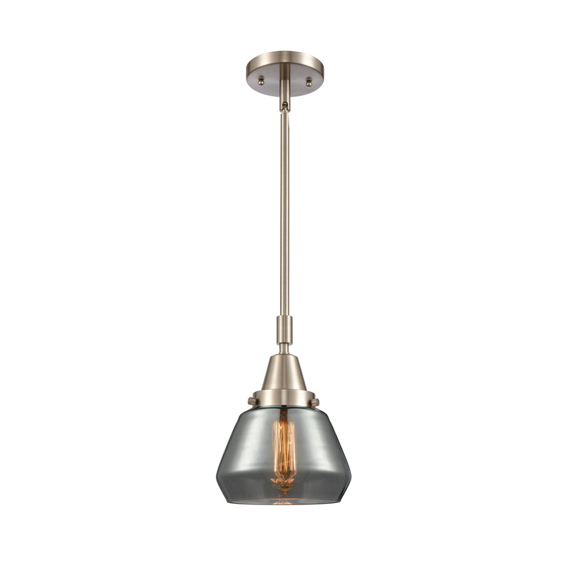 Fulton Mini Pendant shown in the Brushed Satin Nickel finish with a Plated Smoke shade