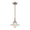 Halophane Mini Pendant shown in the Brushed Satin Nickel finish with a Matte White Halophane shade