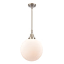 Beacon Mini Pendant shown in the Brushed Satin Nickel finish with a Matte White shade