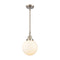 Beacon Mini Pendant shown in the Brushed Satin Nickel finish with a Matte White shade