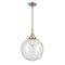 Beacon Mini Pendant shown in the Brushed Satin Nickel finish with a Clear shade