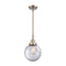 Beacon Mini Pendant shown in the Brushed Satin Nickel finish with a Clear shade